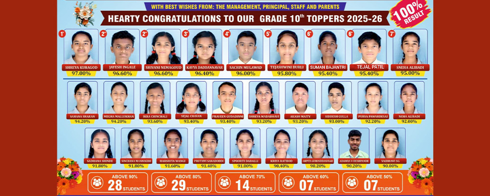 KLE SCHOOL ATHANI - Topper 2026-26
